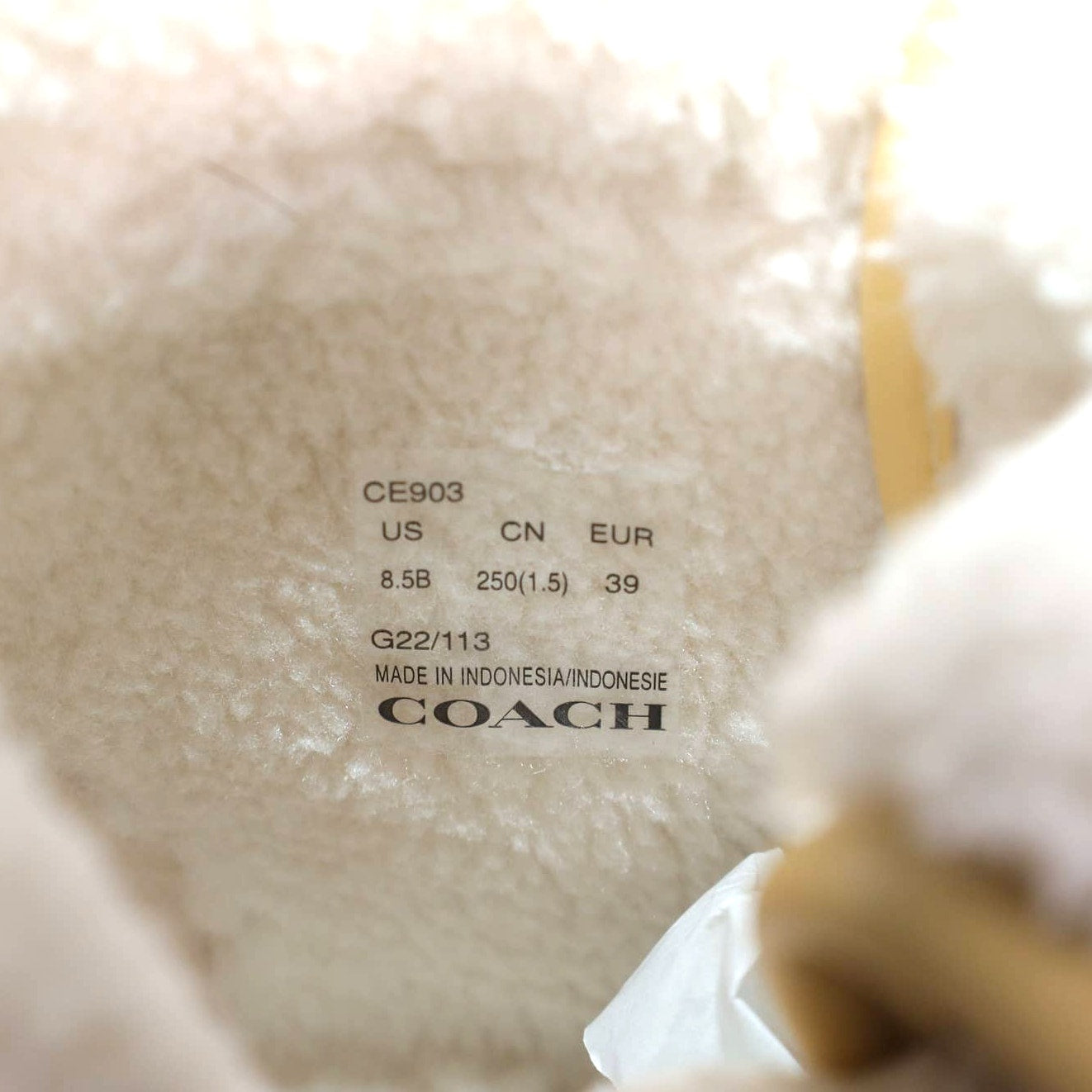 Coach Womens Suede Fold Over Sherpa High Tops- Vanilla / Pale Pink