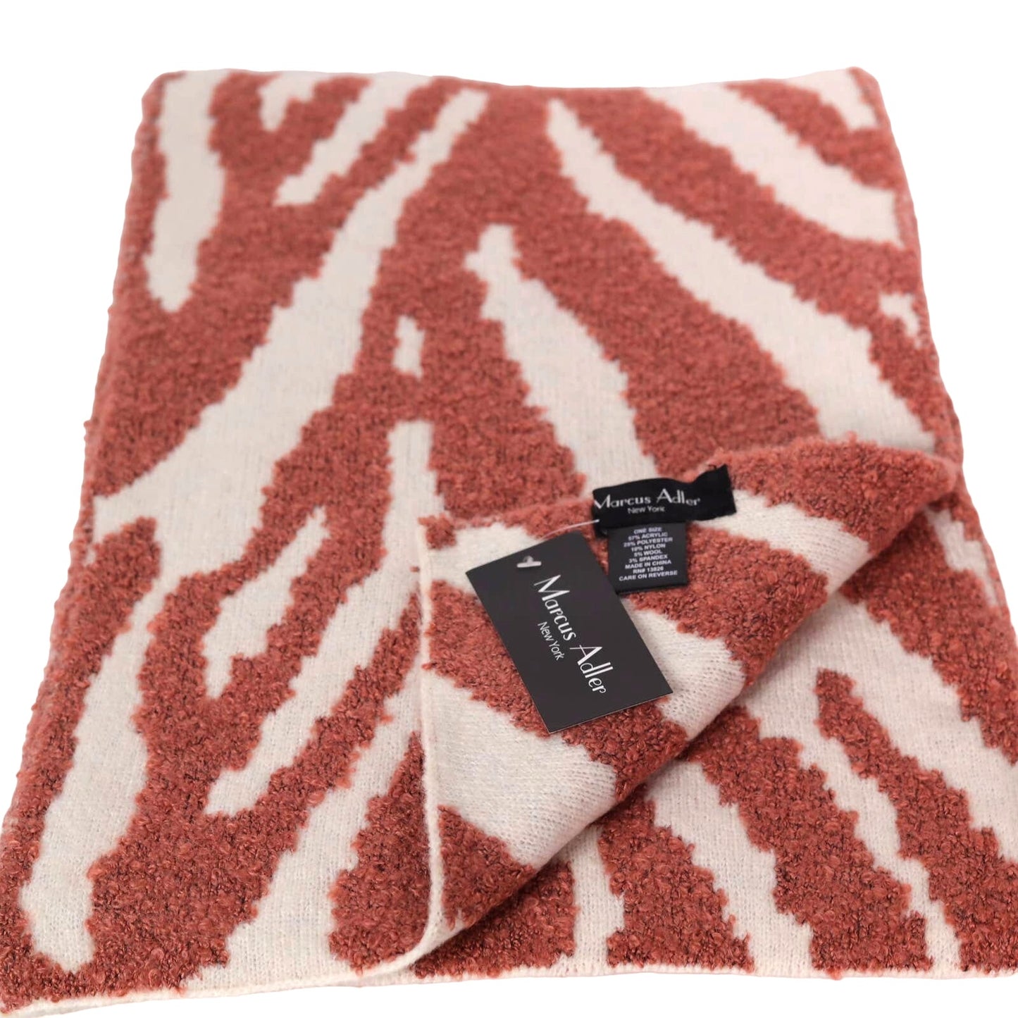 Marcus Adler Zebra Print Winter Scarf - Dusty Rose/Cream