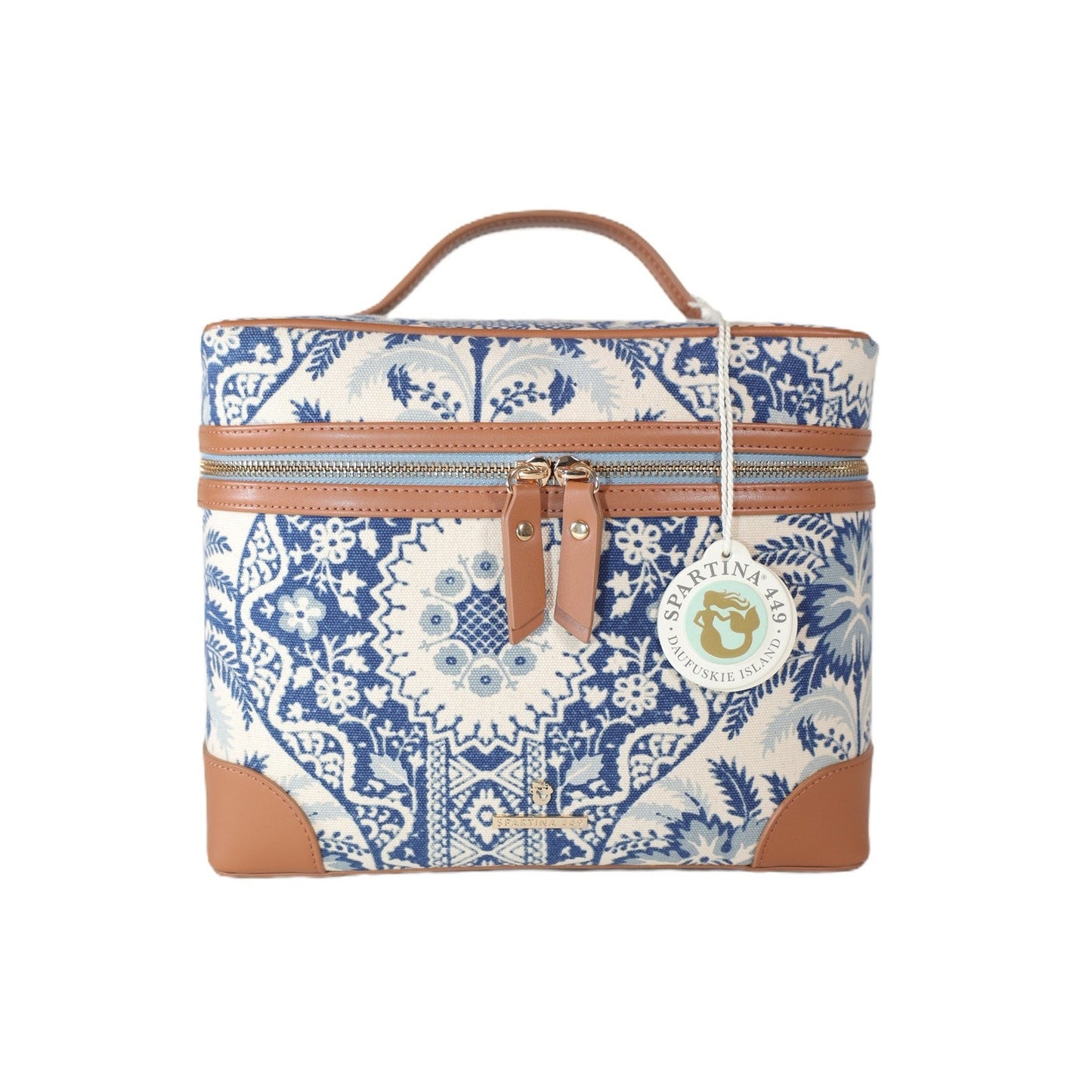 Spartina 449 Travel Accessory Train Case - Peeples Song Park Palms - Blue
