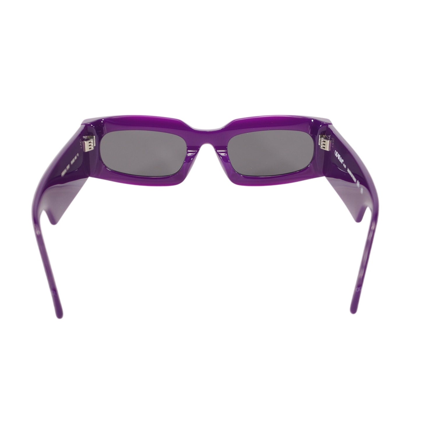 Off-White CARY Narrow Rectangle Sunglasses – Shiny Purple / Dark Gray