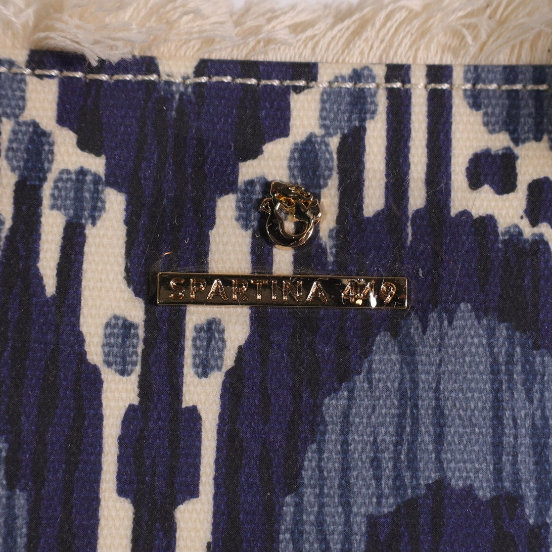 Spartina 449 Moonglade Boho Beach Tote–Large Rope Handle Bag-Blue Ikat