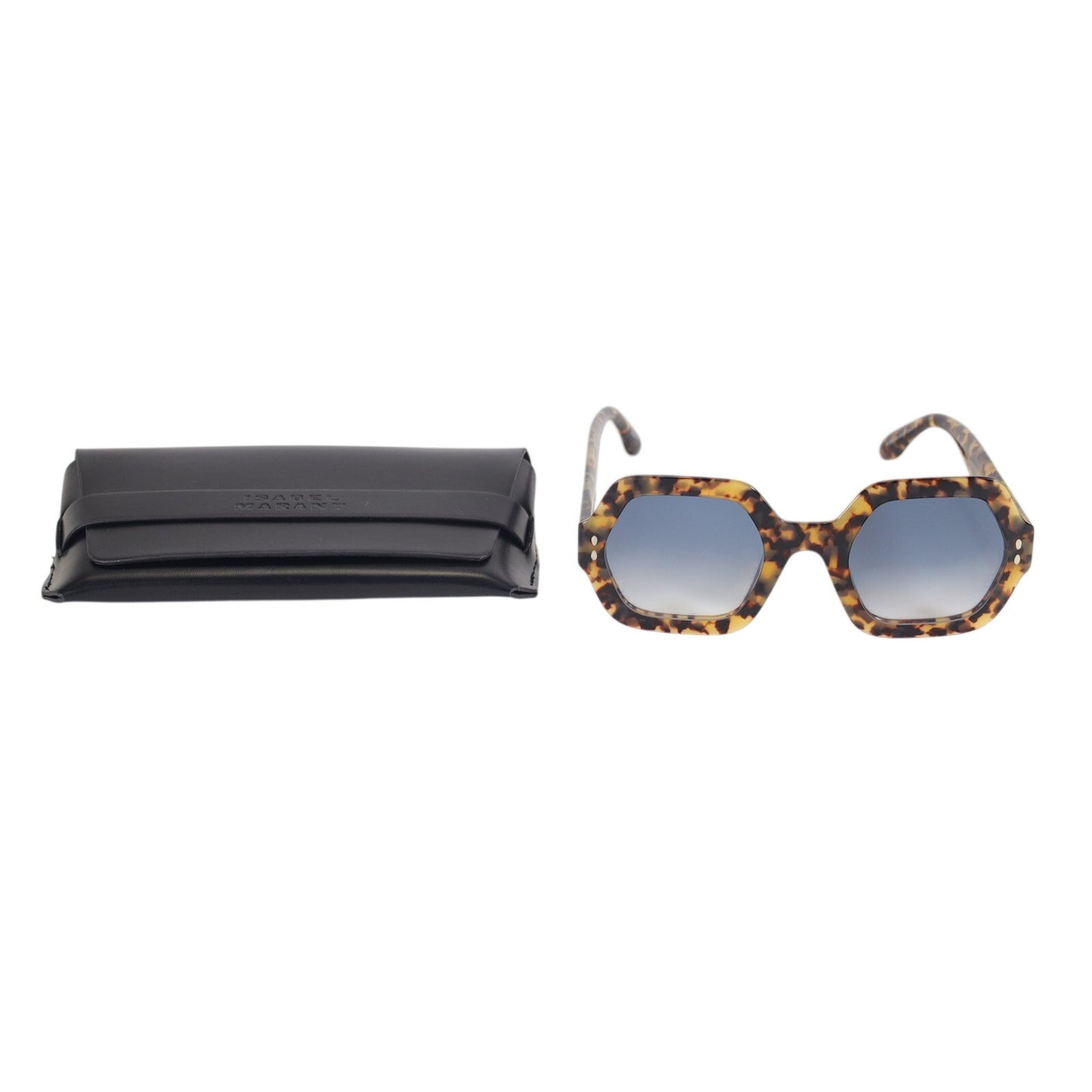 Isabel Marant Oversized Square Womens Sunglasses-Yellow Havana/Blue Gradient