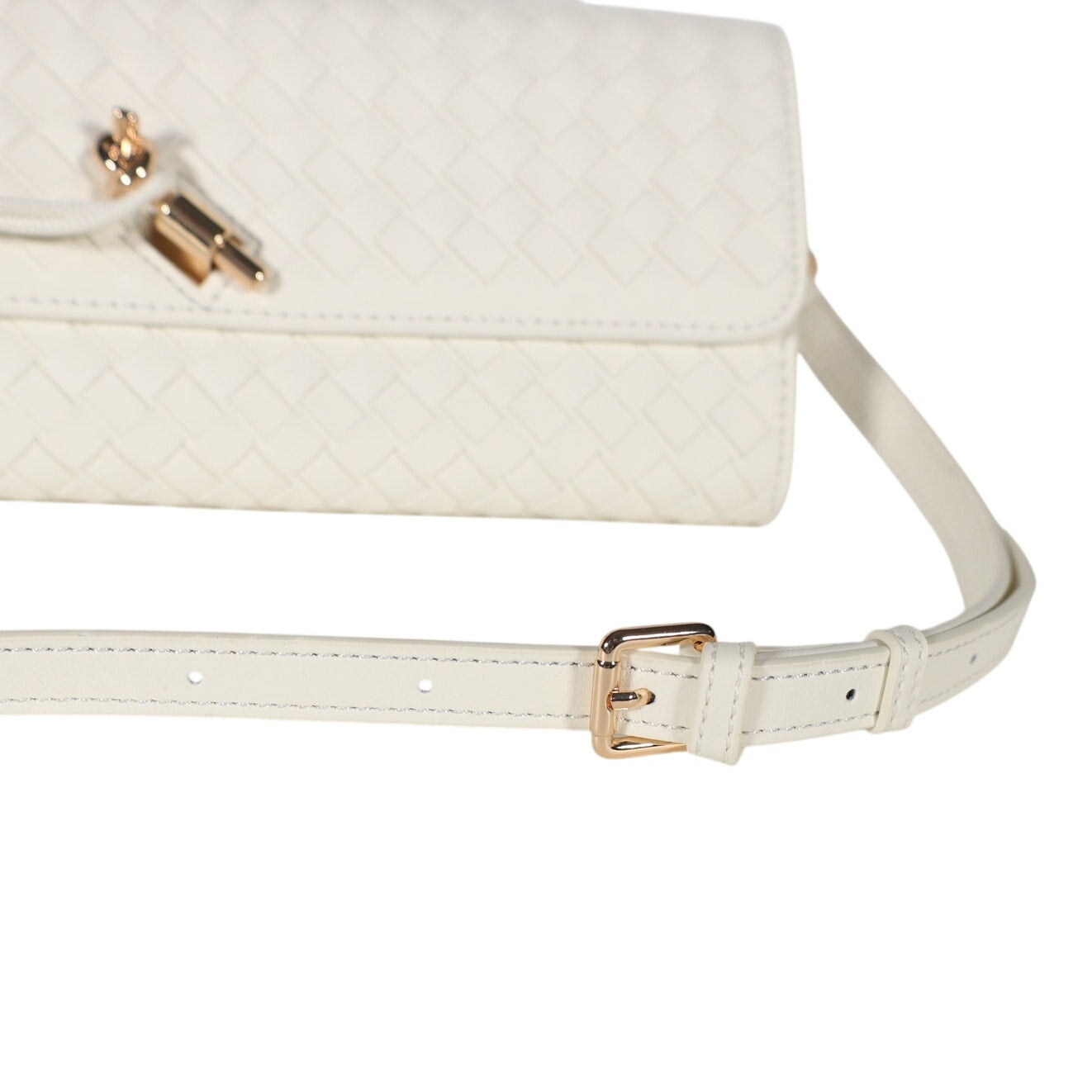 Few Moda East West Vegan Leather Clutch Bag with Crossbody Strap - Cream - NWT