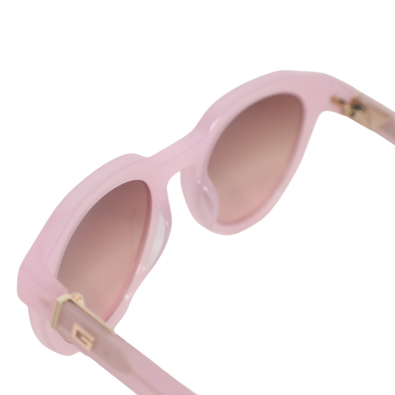 Guess Round Womens Sunglasses - Frosted Light Pink/Bordeaux Pink Mirror