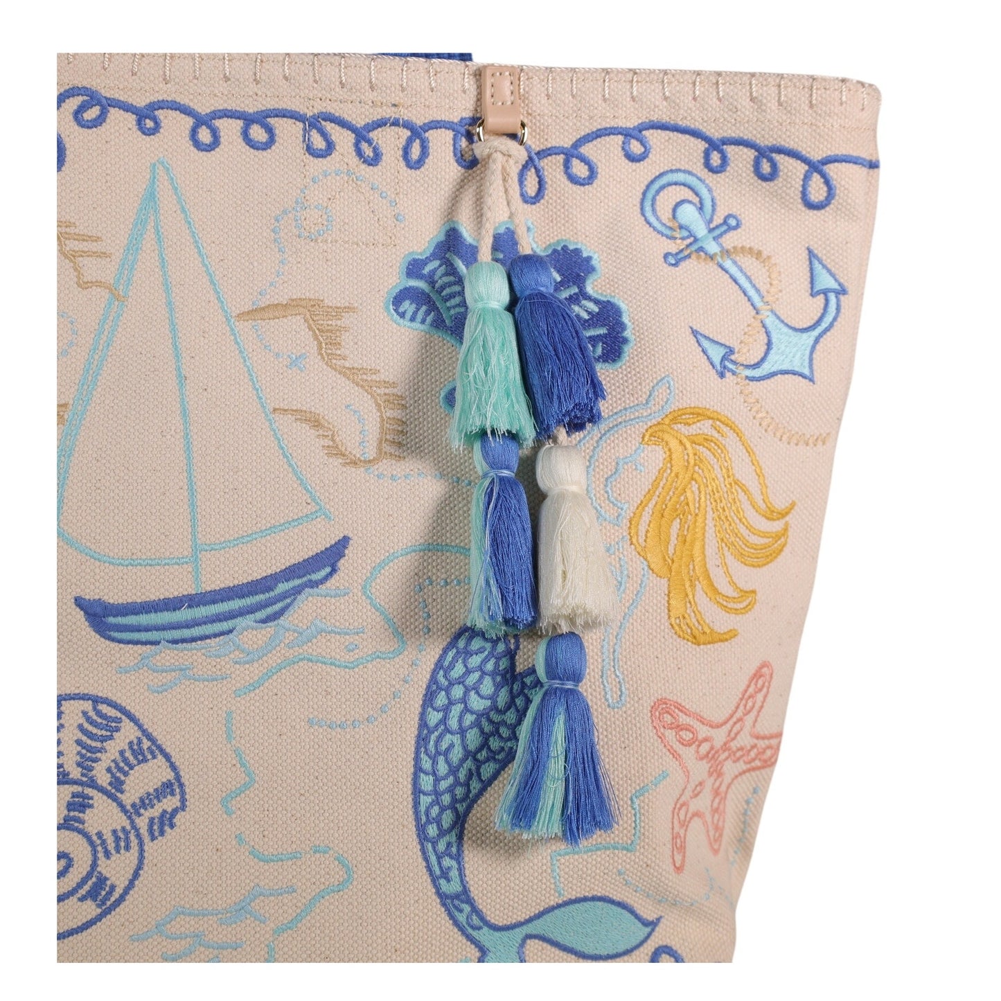 Spartina 449 Cotton Canvas Beach Tote – Overboard | Nautical Mermaid Print
