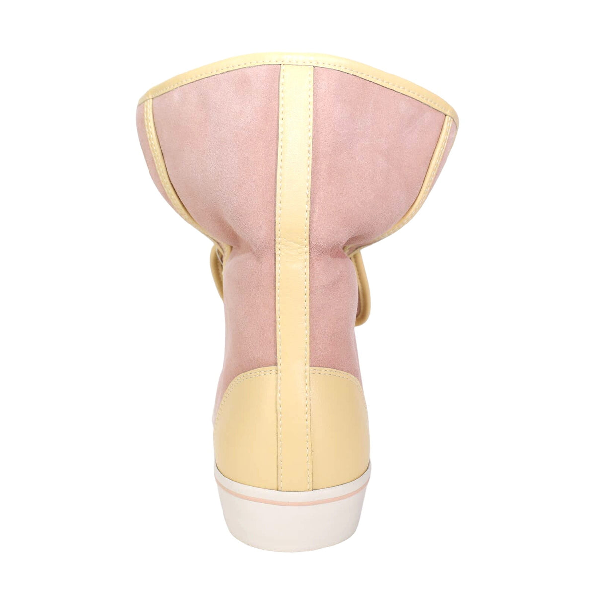 Coach Women’s Suede Sherpa Fold-Over High Top Sneakers–8.5–Vanilla/Pale Pink