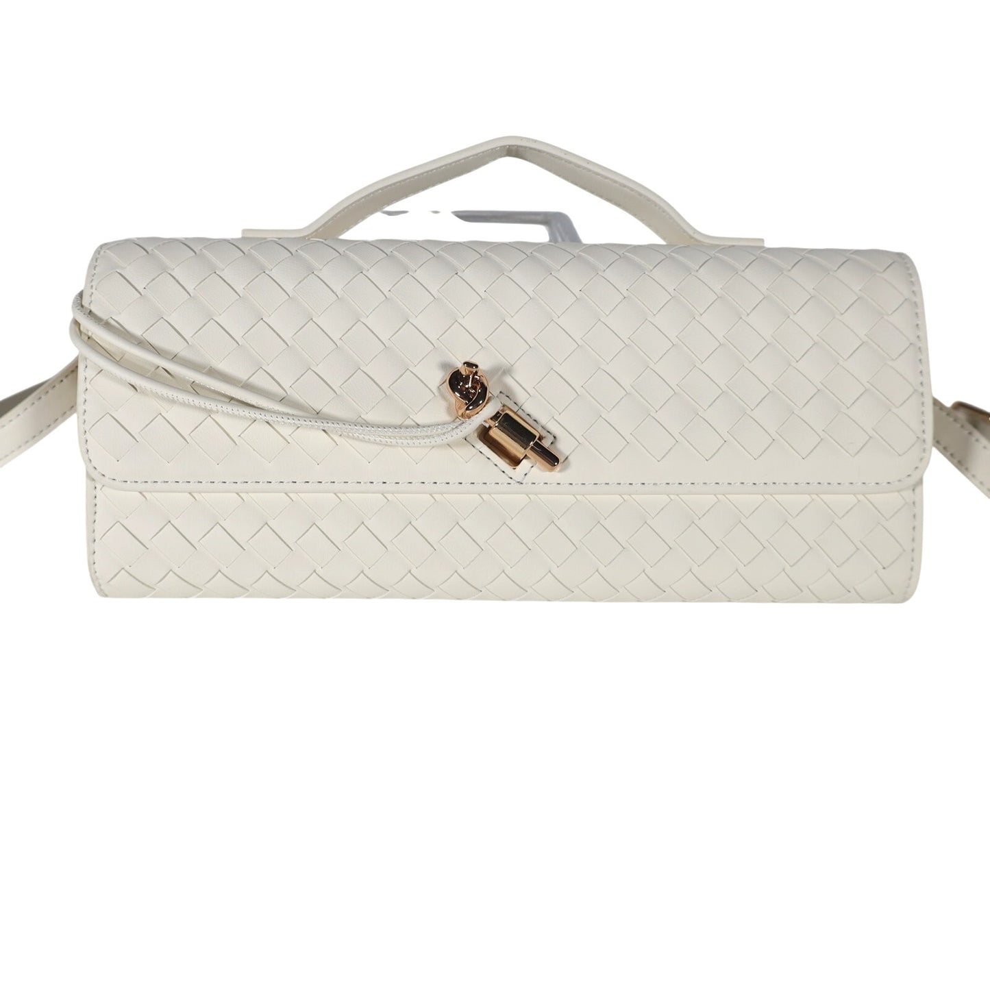 Few Moda East West Vegan Leather Clutch Bag with Crossbody Strap - Cream - NWT