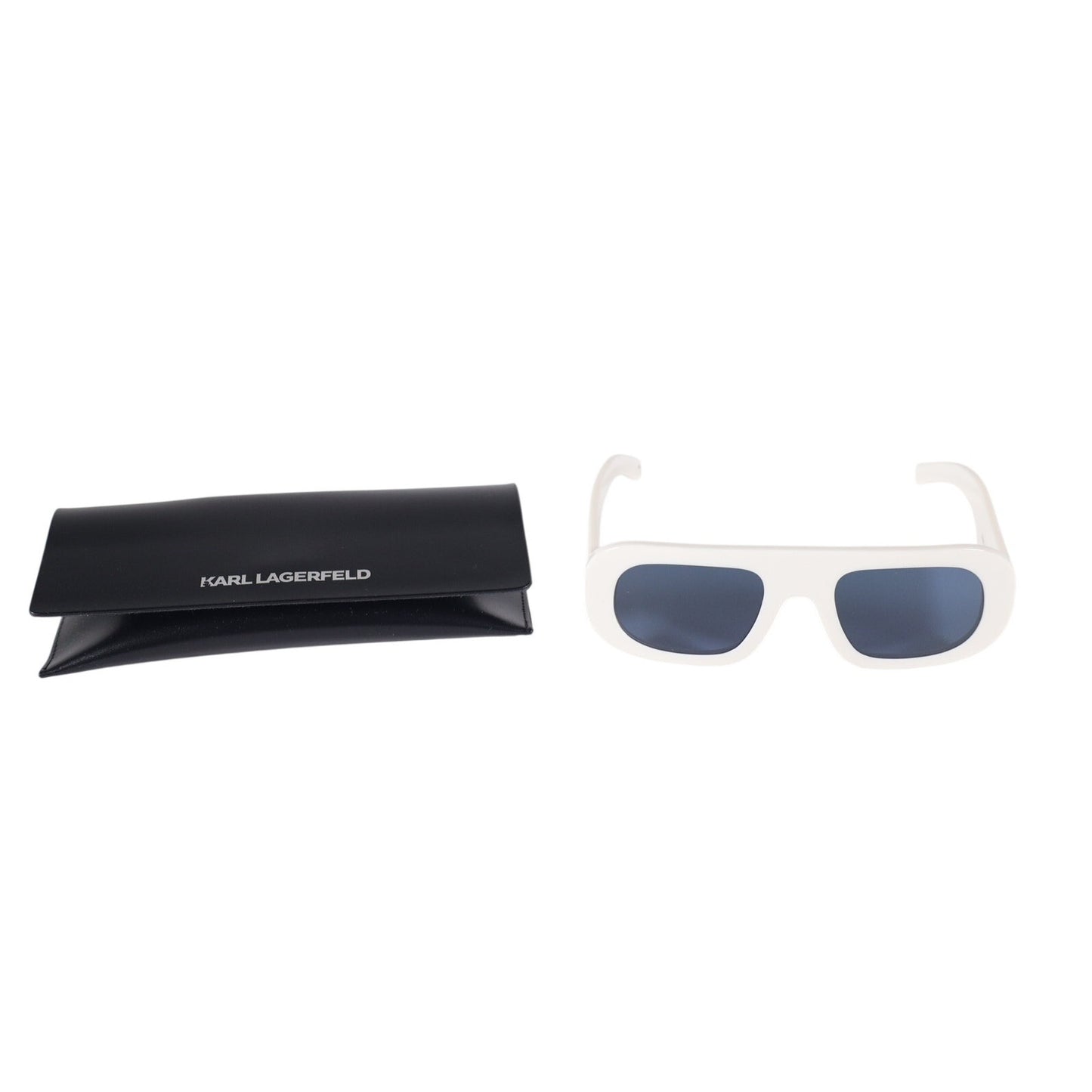 Karl Lagerfeld Oval Rectangle East West Mens Sunglasses - White / Blue