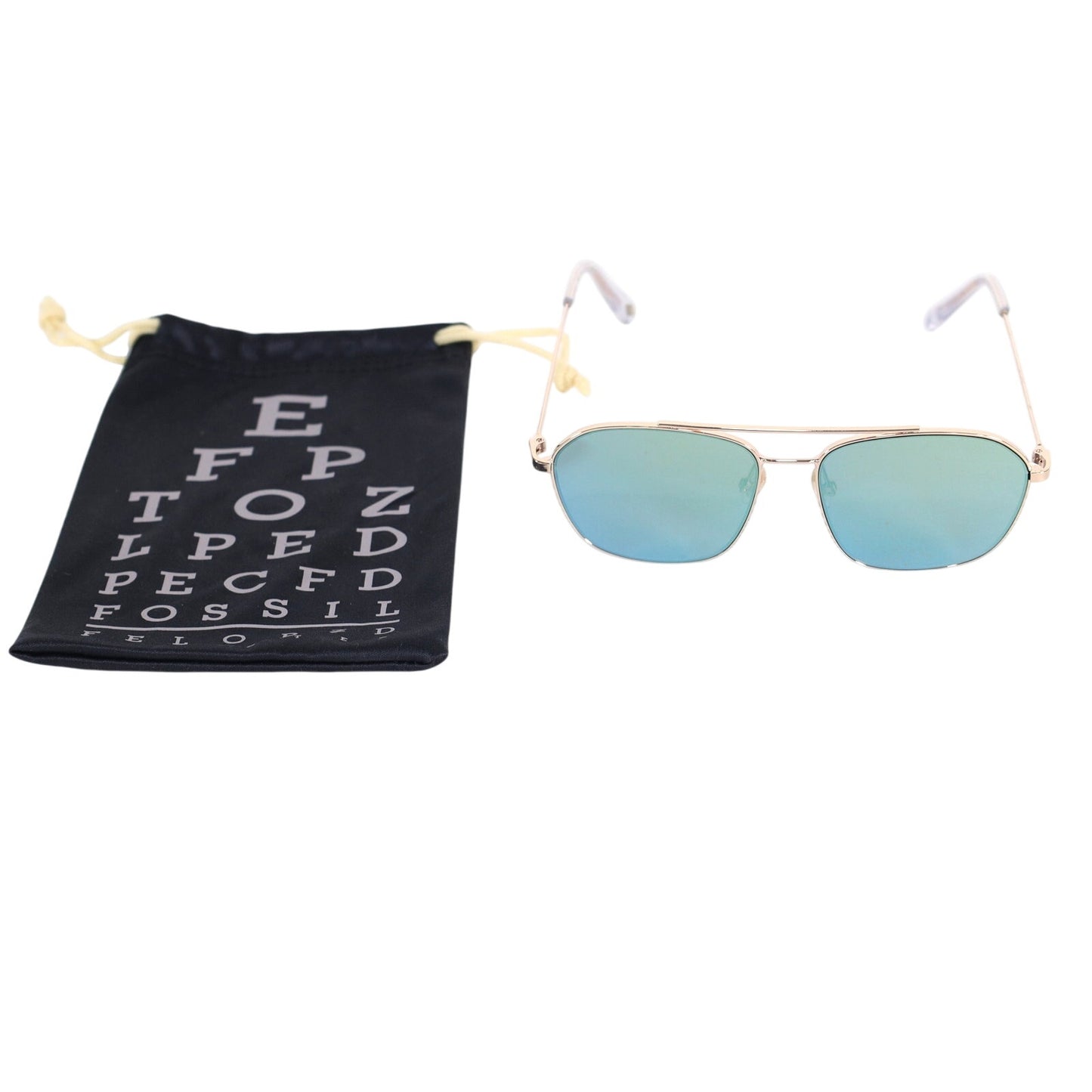 Fossil Navigator Aviator Mirrored Sunglasses - Gold / Blue-Green