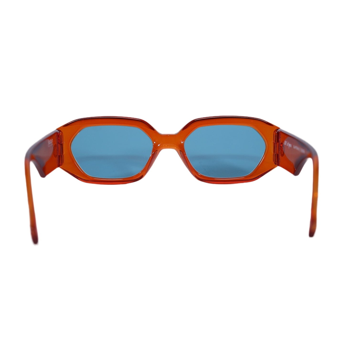 Le Specs Slaptrash Geometric Oval Sunglasses - Orange Soda / Aqua Blue