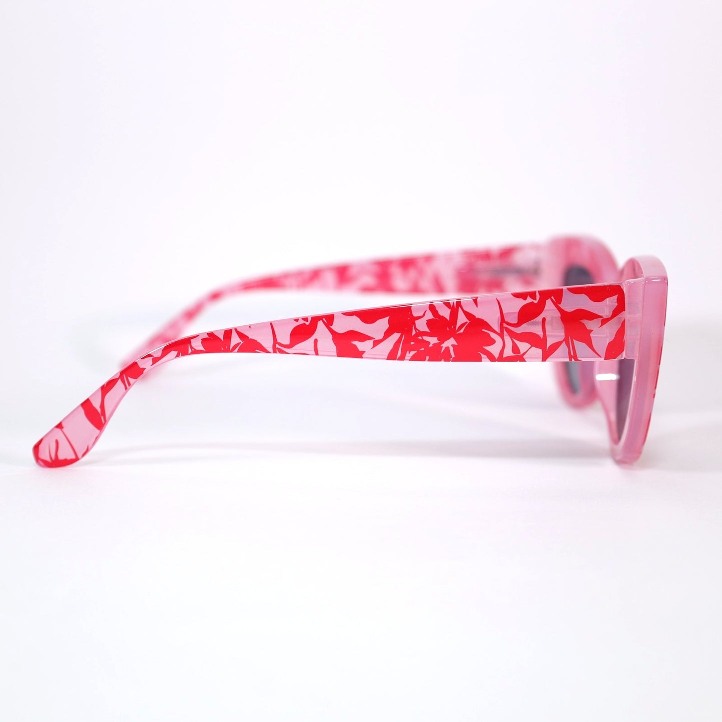 Summer & Rose Cat Eye Womens Sunglasses - Pink/Red Floral Print/Grey Lens
