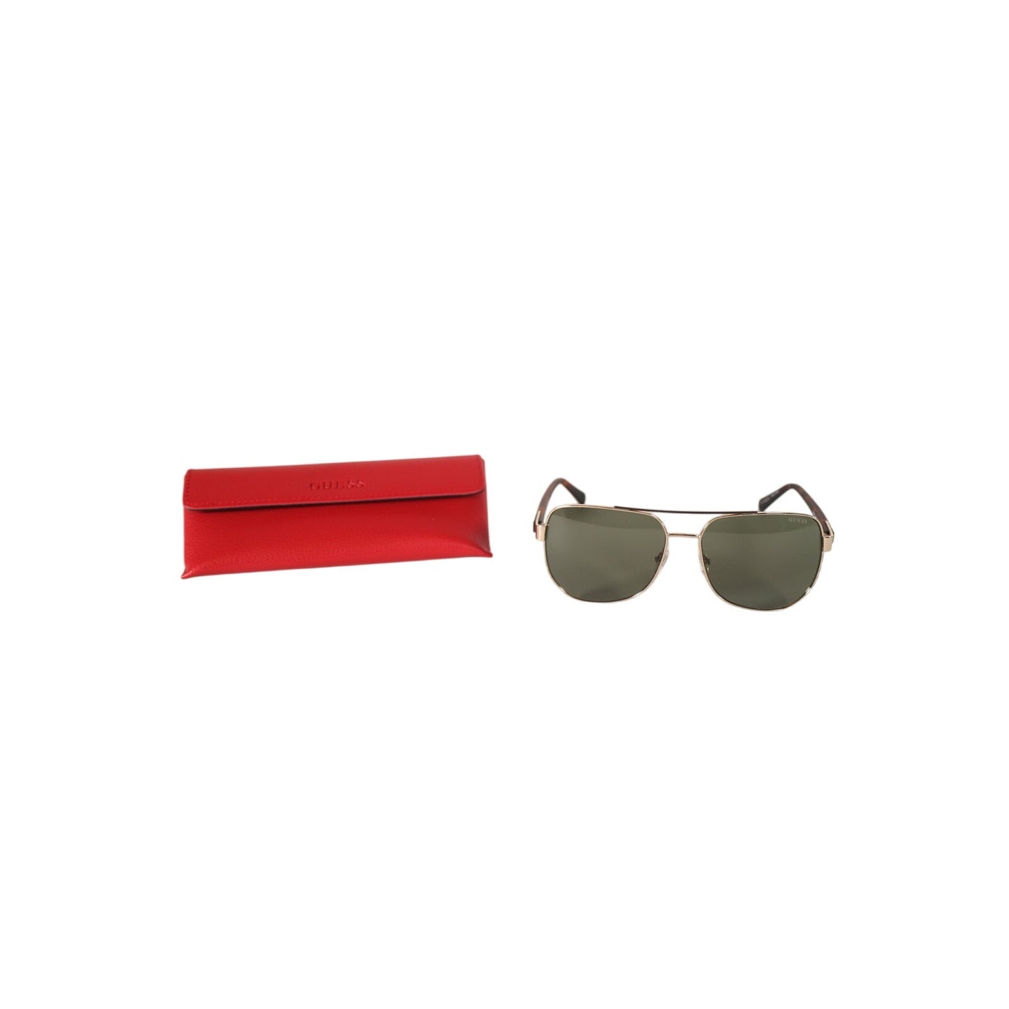 GUESS Metal Pilot Aviator Sunglasses – Gold / Green