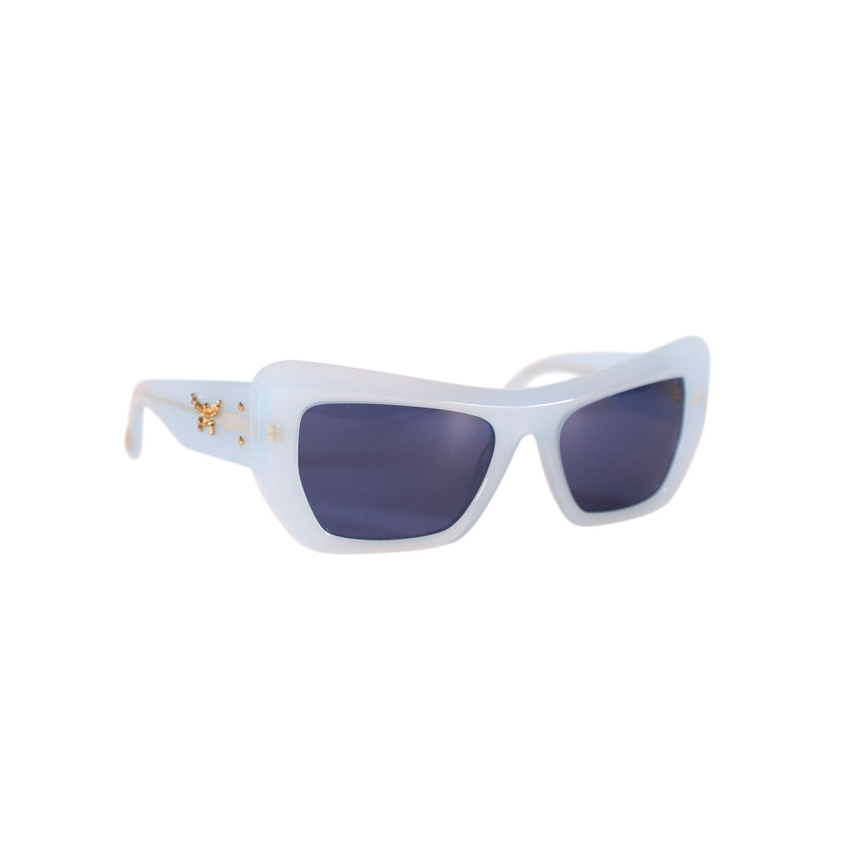 MCM Rectangle Cat Eye Sunglasses - Shiny Light Blue / Smoke