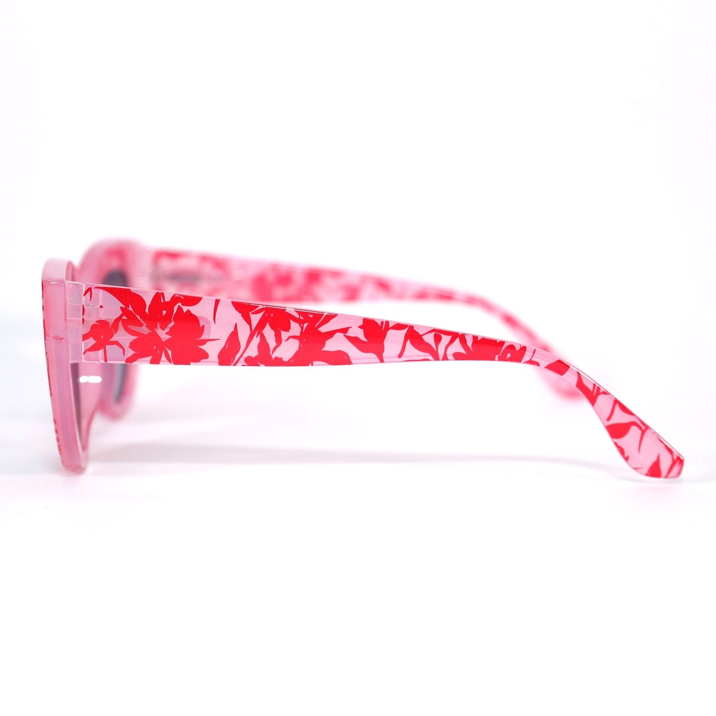 Summer & Rose Cat Eye Womens Sunglasses - Pink/Red Floral Print/Grey Lens