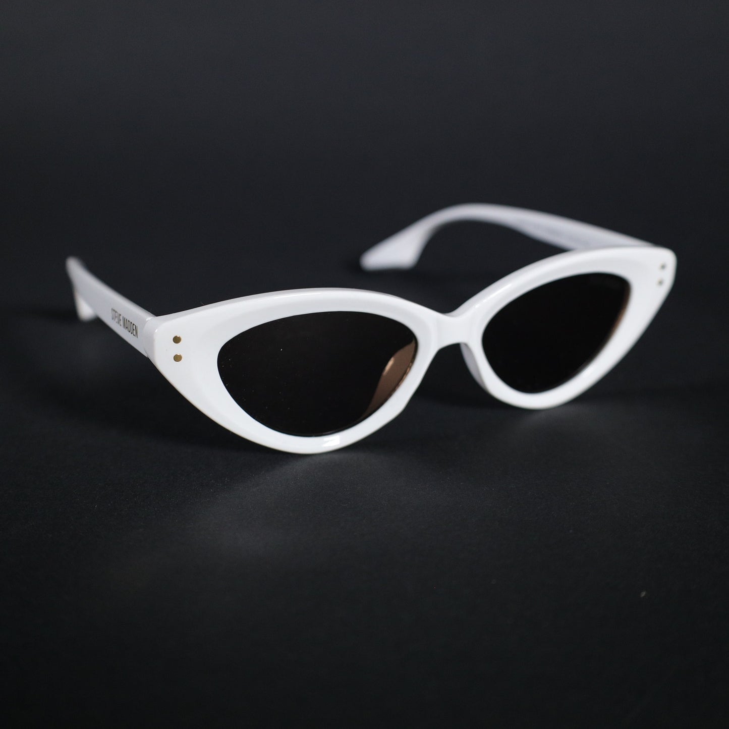 Steve Madden CHARY Narrow Cat Eye Sunglasses - White / Dark Brown