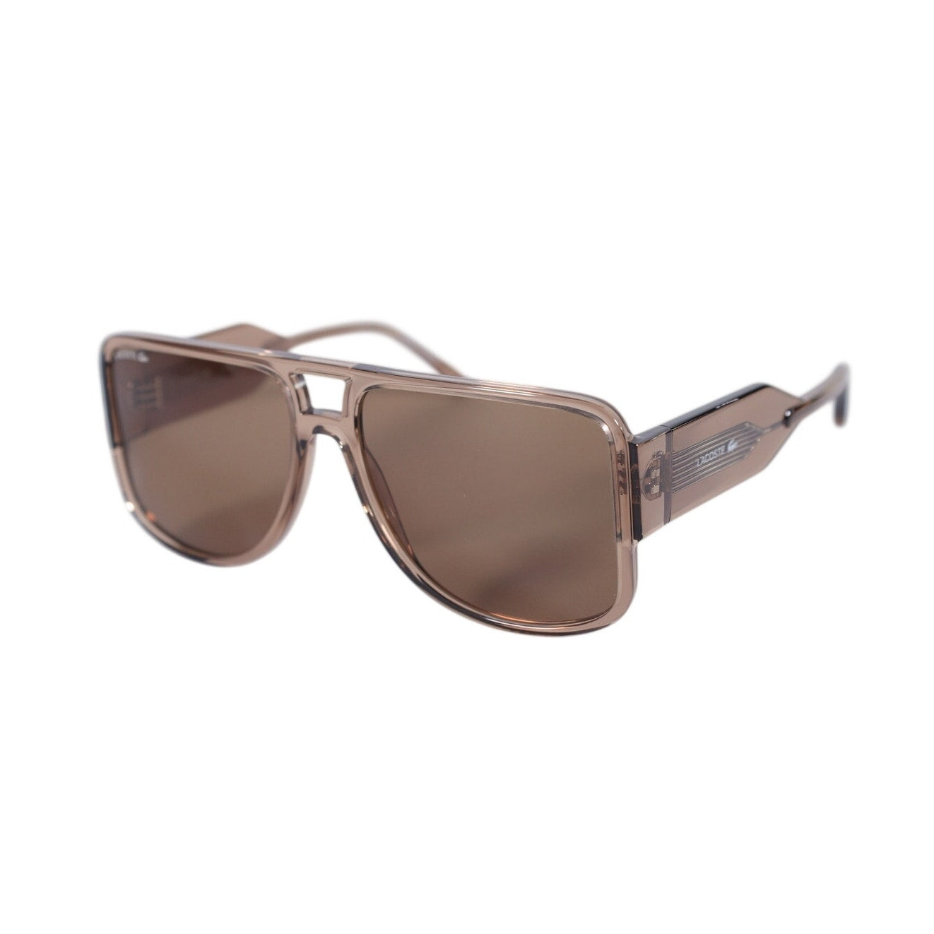Lacoste Oversized Square Navigator Sunglasses - Light Brown / Brown