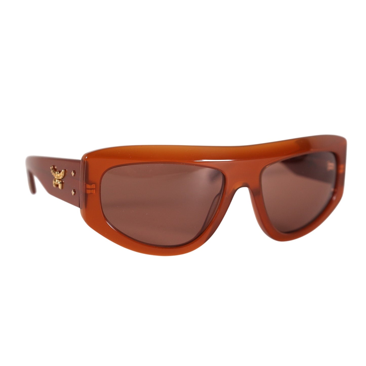 MCM Wraparound Rectangle Sunglasses - Shiny Light Brown / Brown