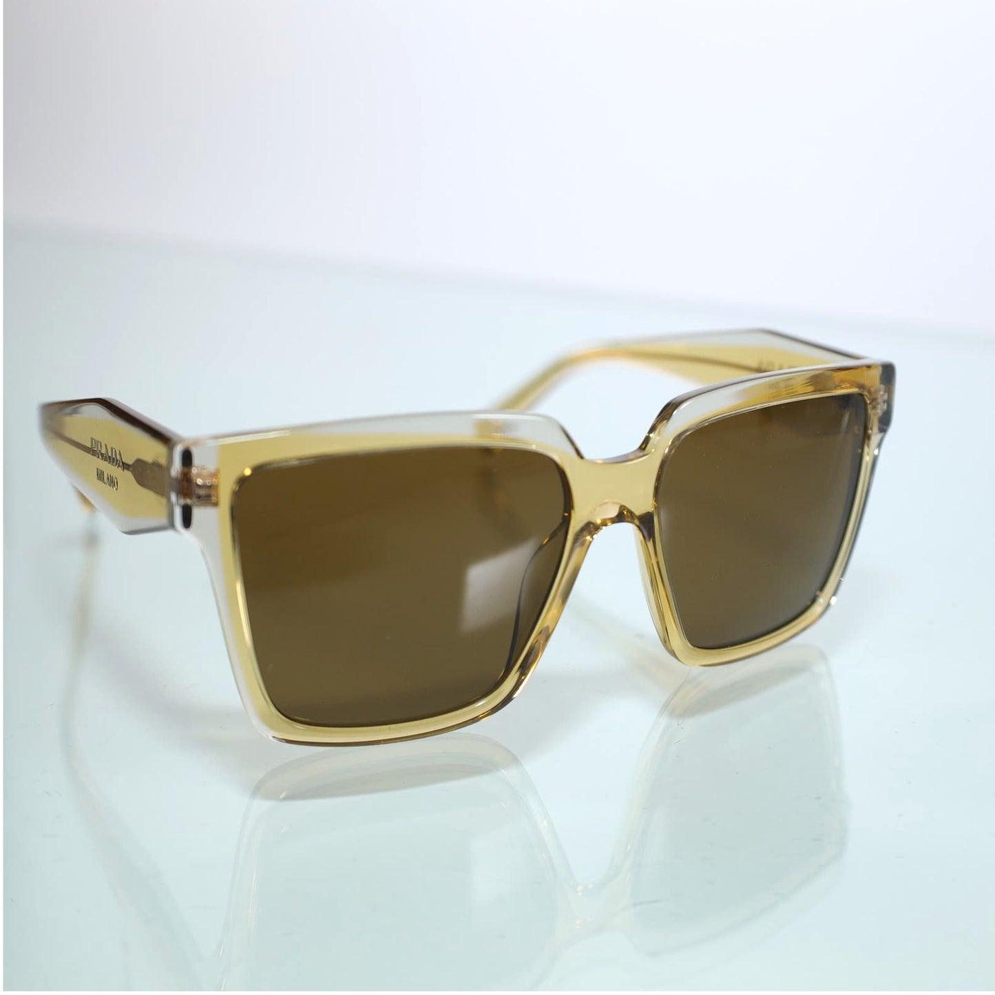 Prada Square Oversized Sunglasses - Ocher-Crystal Grey/Dark Brown