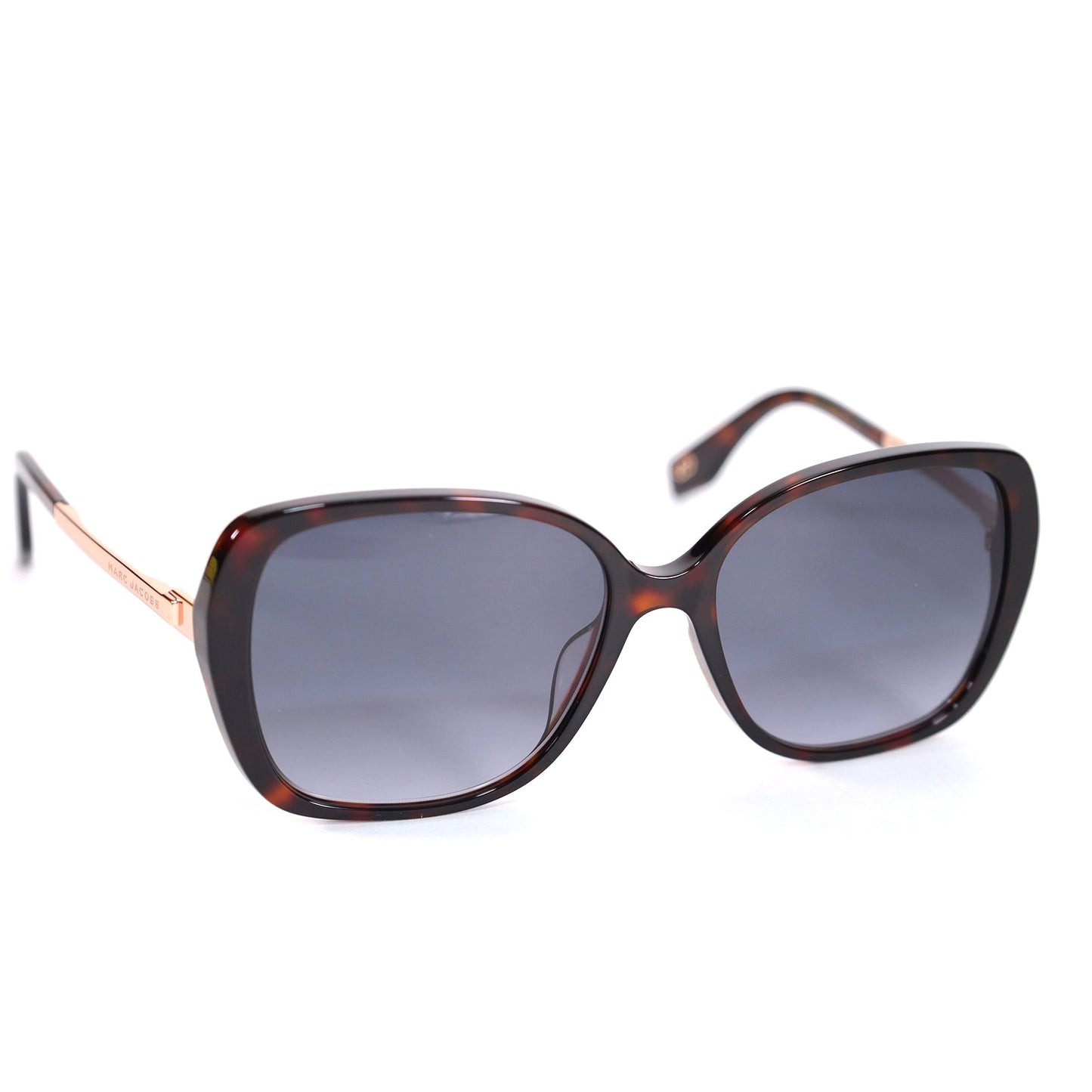 Marc Jacobs Womens Oval Butterfly Sunglasses-Black Brown Tortoise/Dark Grey