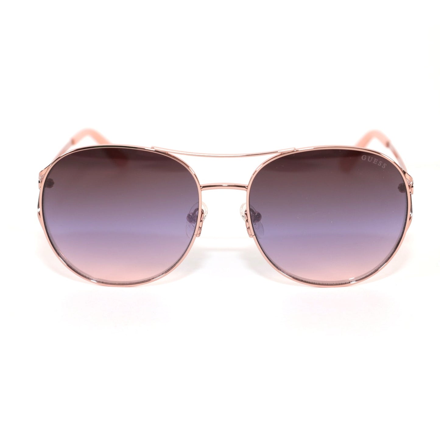 Guess Womens Round Aviator Sunglasses - Rose Gold / Smoke Mirror