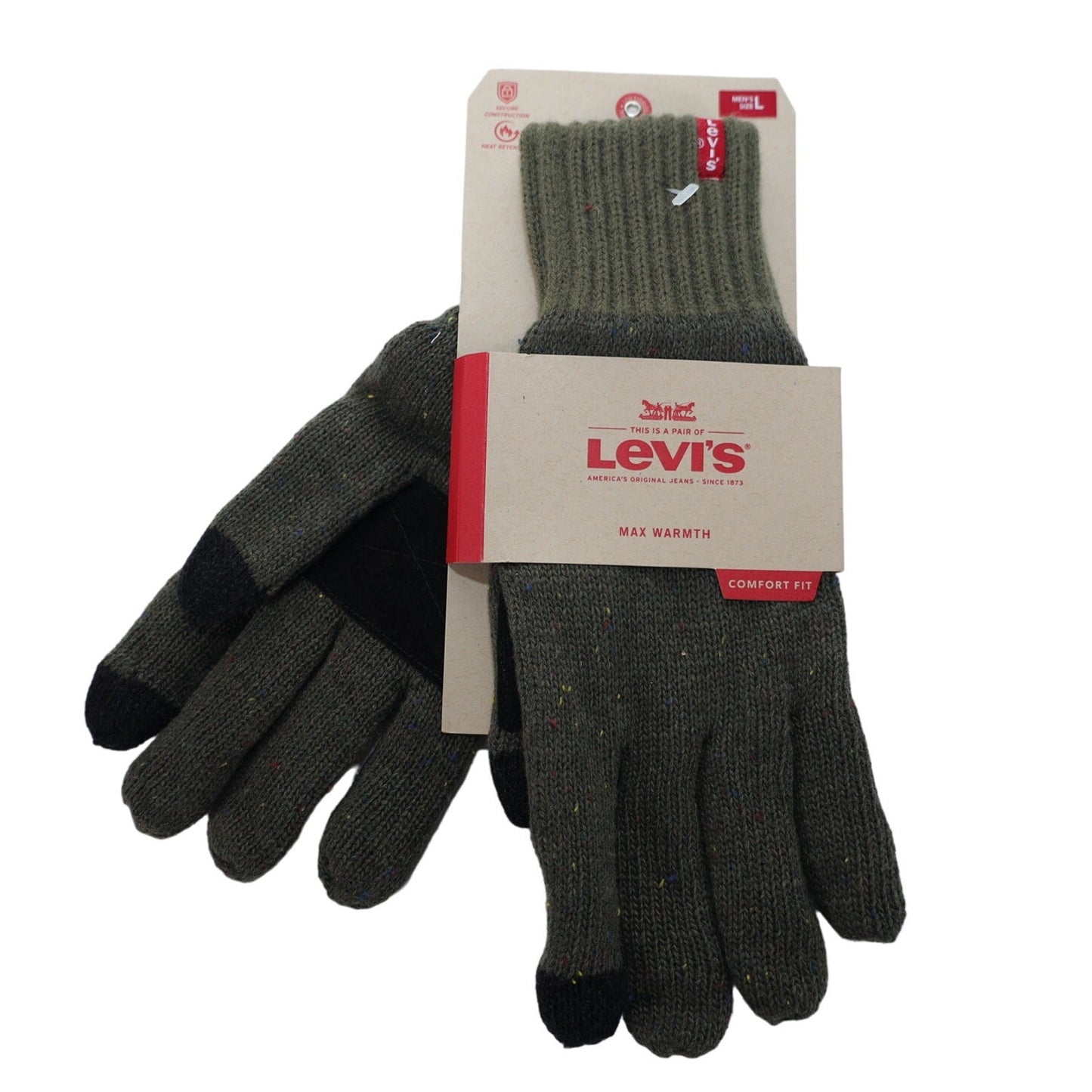 Levi's Mens Easy Texting Knit Gloves - Mens Large - Olive Green