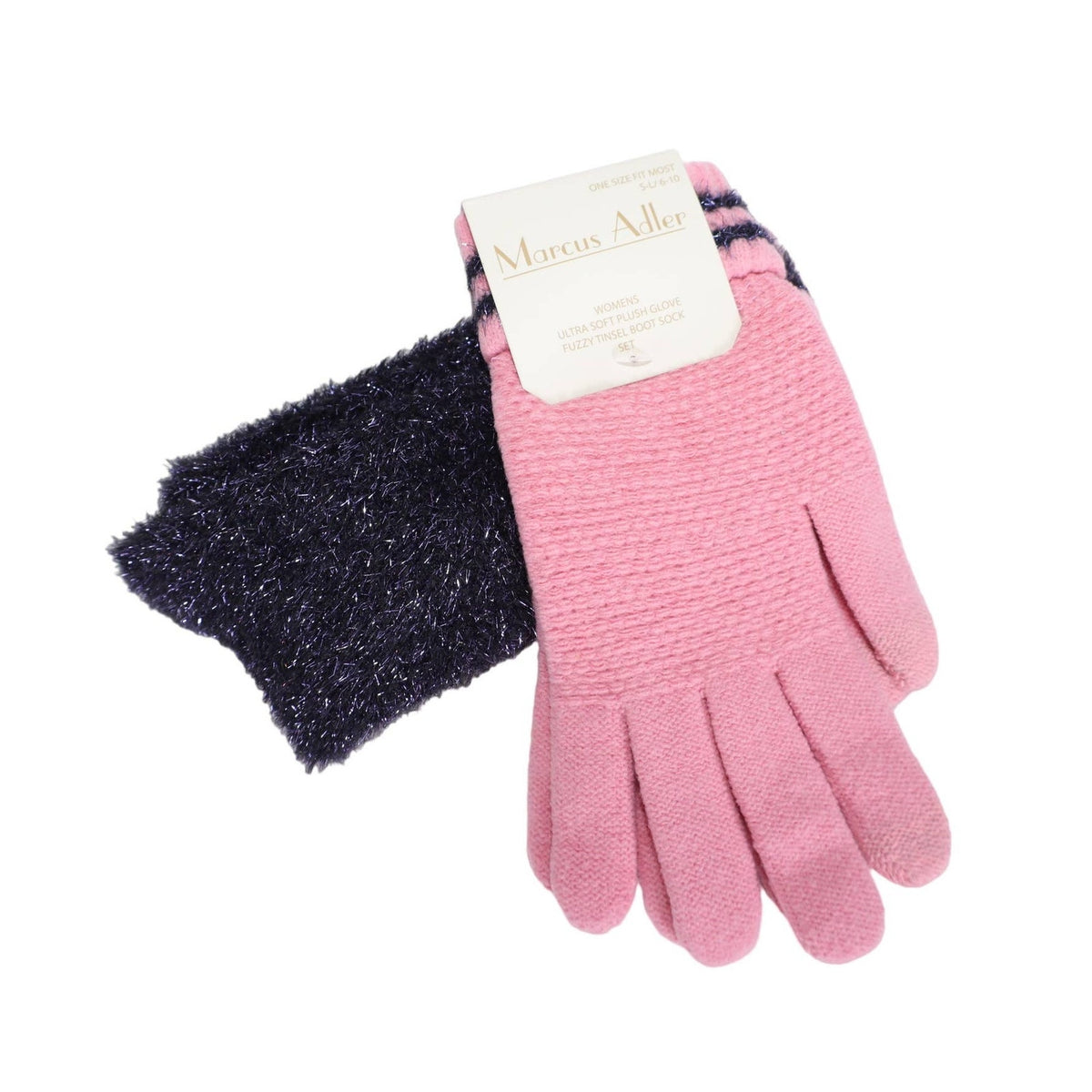 Marcus Adler Women’s Ultra Plush Glove & Fuzzy Tinsel Sock Set