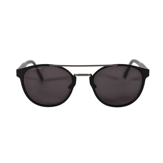Lacoste Men's Round Metal Pilot Aviator Sunglasses - Matte Black / Grey