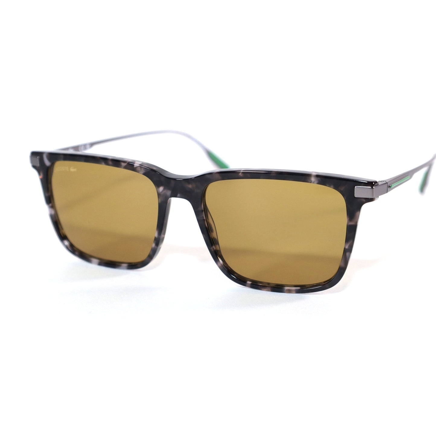 Lacoste Square Mens Sunglasses - Havana Grey / Green-Gold