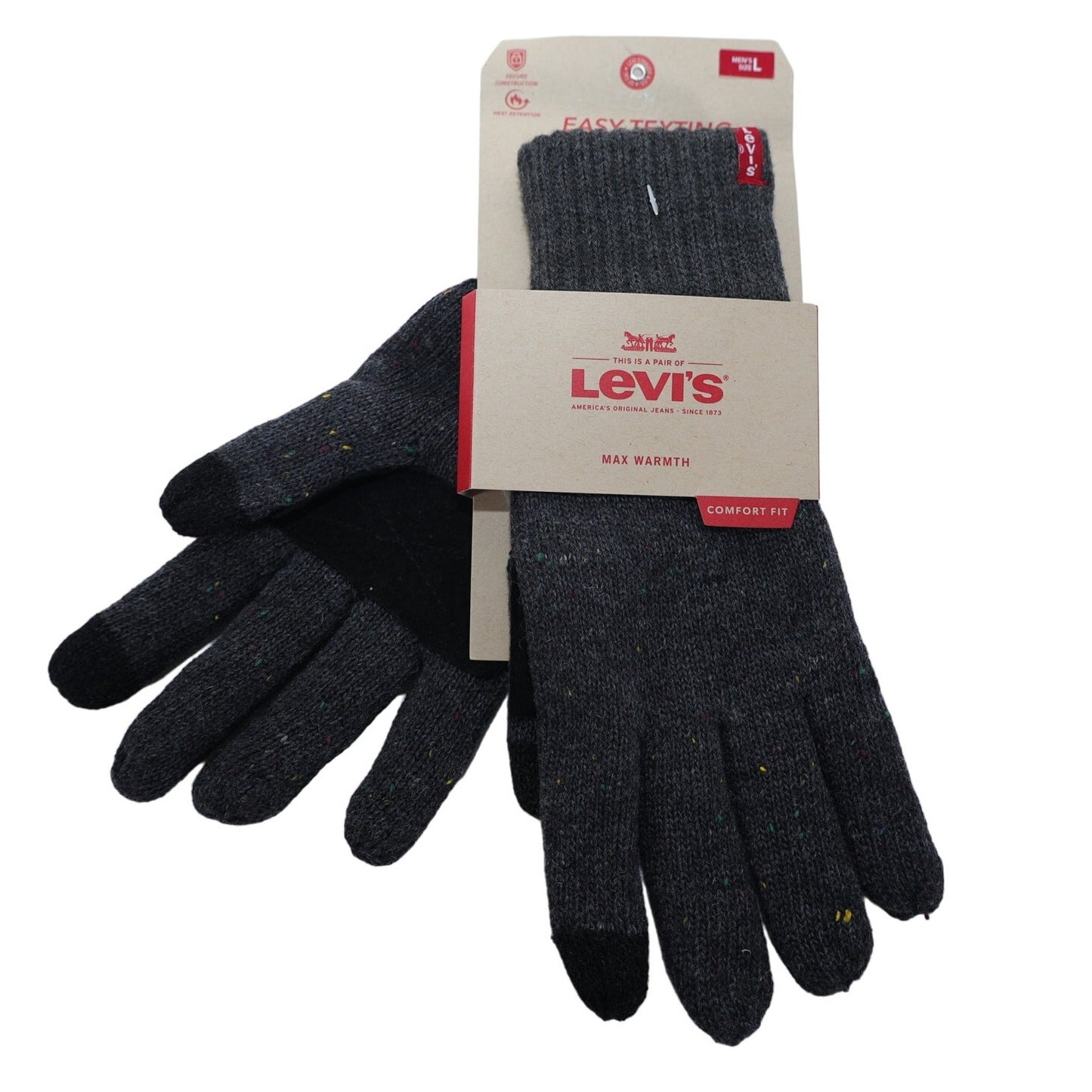 Levi's Mens Easy Texting Knit Gloves - Mens Large - Grey