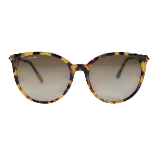 Lacoste Round Oval Oversized Women's Sunglasses - Yellow Havana / Brown