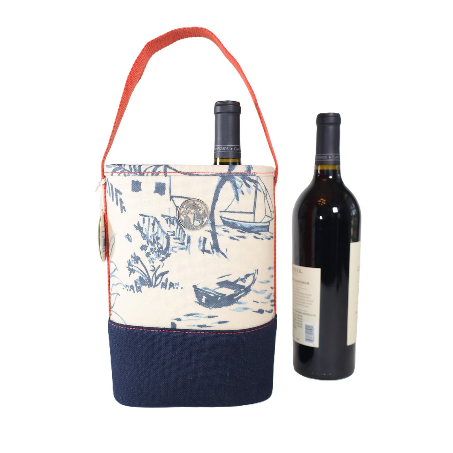 Spartina 449 Double Wine Caddy Coastal Tote Bag - Daise Seascape Print