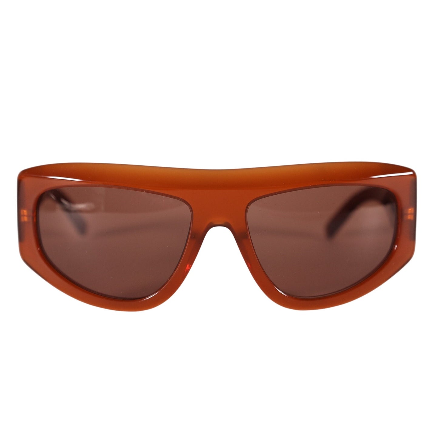 MCM Wraparound Rectangle Sunglasses - Shiny Light Brown / Brown