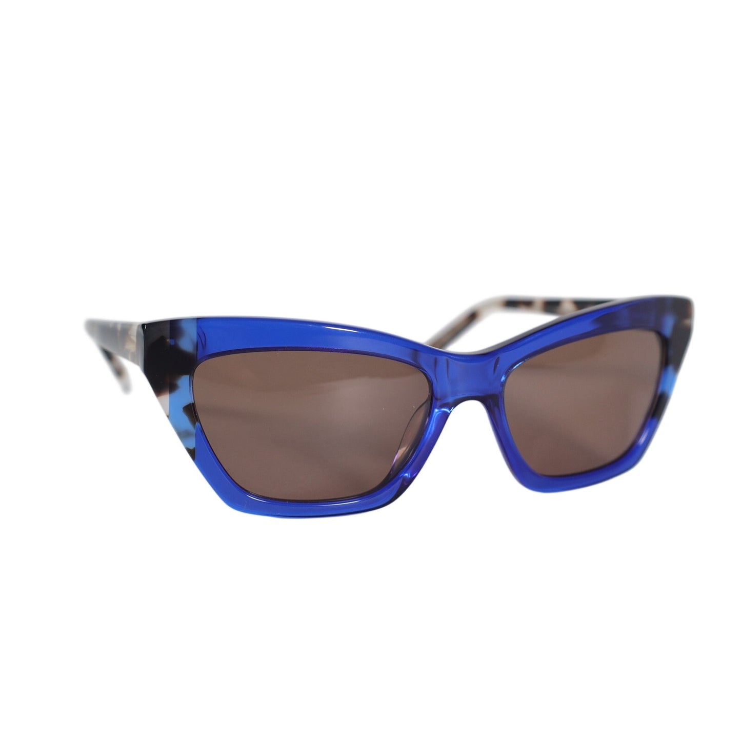 DKNY Narrow Cat Eye Womens Sunglasses – Cobalt Blue / Bone Tortoise – Retro Chic