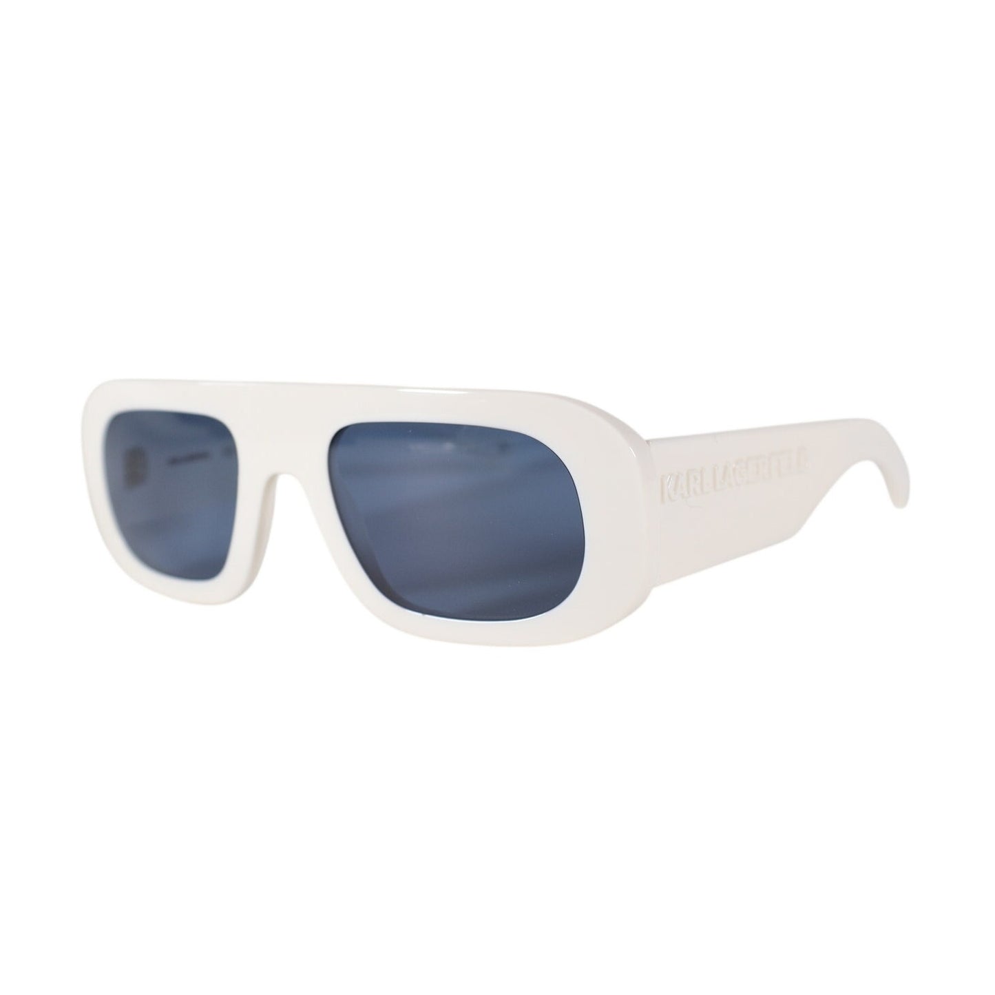 Karl Lagerfeld Oval Rectangle East West Mens Sunglasses - White / Blue
