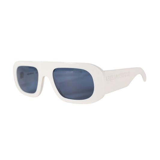 Karl Lagerfeld Oval Rectangle East West Mens Sunglasses - White / Blue