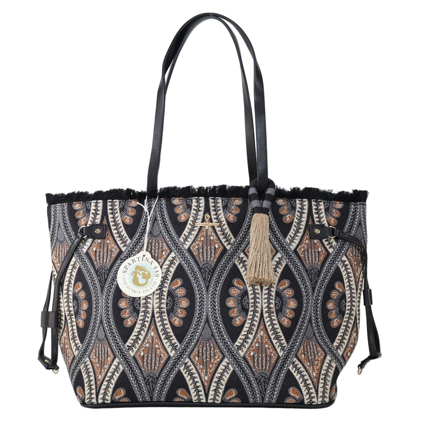 Spartina 449 Jetsetter Tote with Fringe - Bellinger Batik - Black