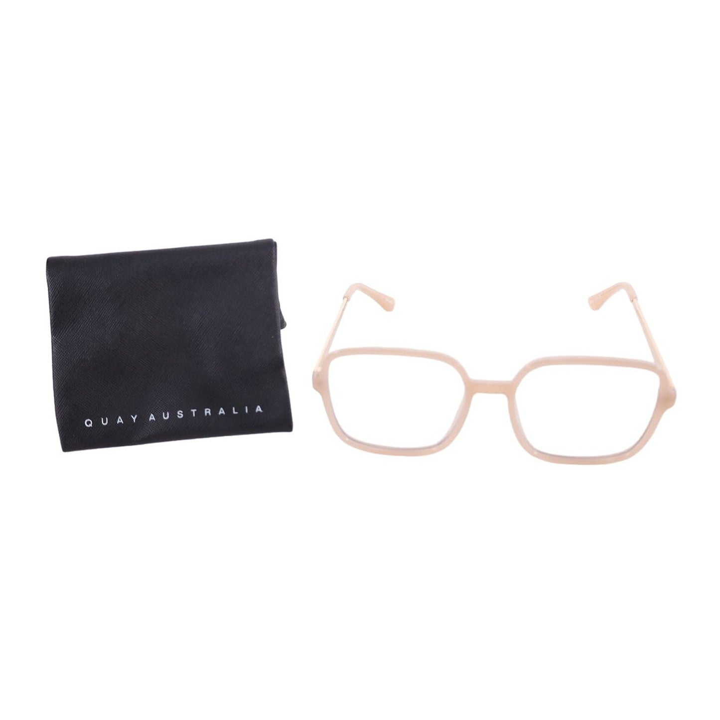 Quay Australia 9 TO 5 Square Blue Light Glasses - Peach/Clear Blue Light