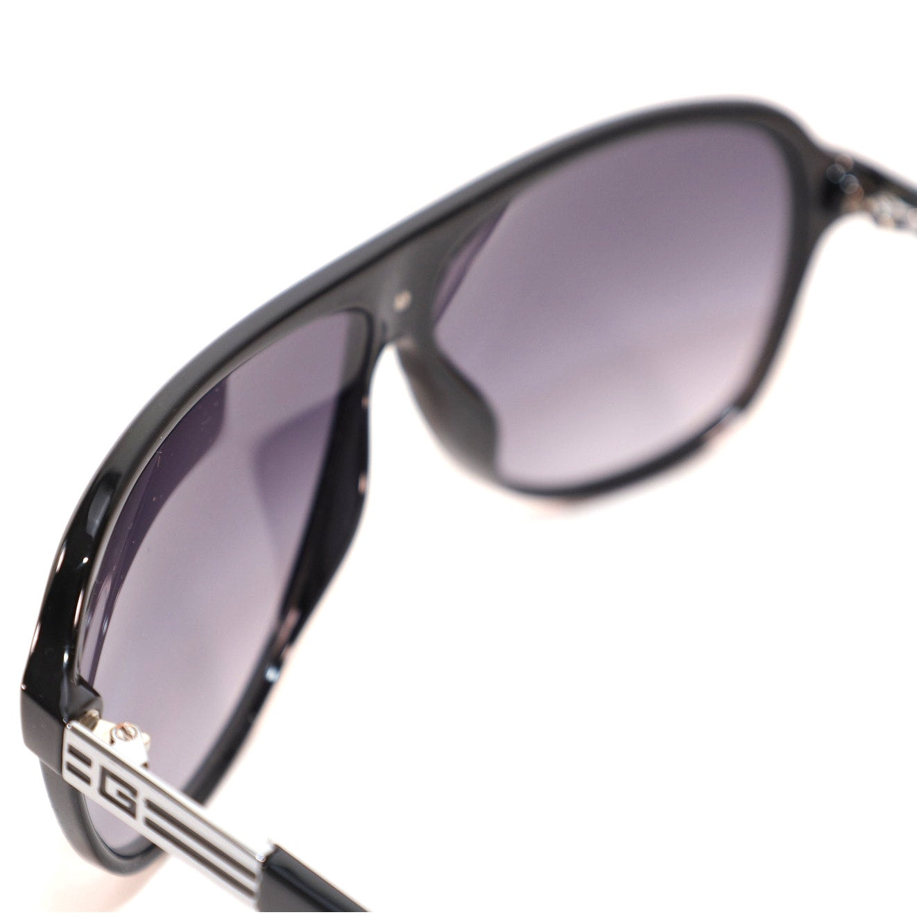 Guess Pilot Sunglasses - Shiny Black and Silver / Grey Gradient