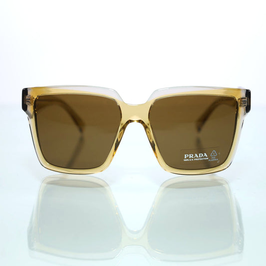 Prada Square Oversized Sunglasses - Ocher-Crystal Grey/Dark Brown