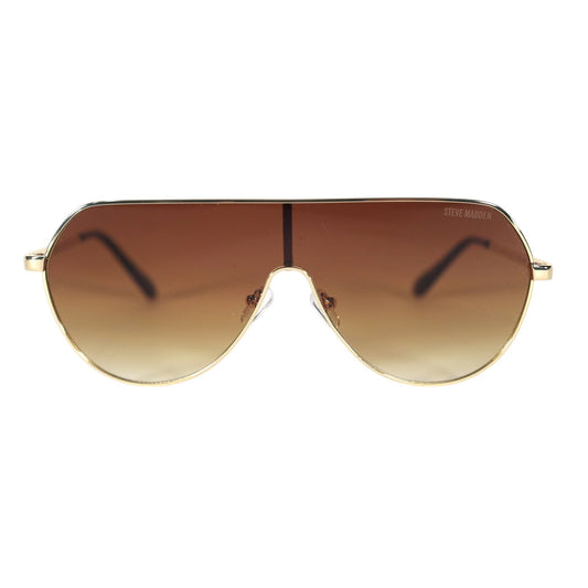 Steve Madden TYSON Metal Shield Sunglasses - Gold / Brown Gradient