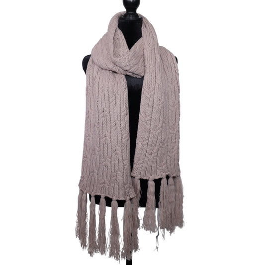 Bickley + Mitchell Amsterdam Knit Fringe Scarf - Dusty Rose - NWT