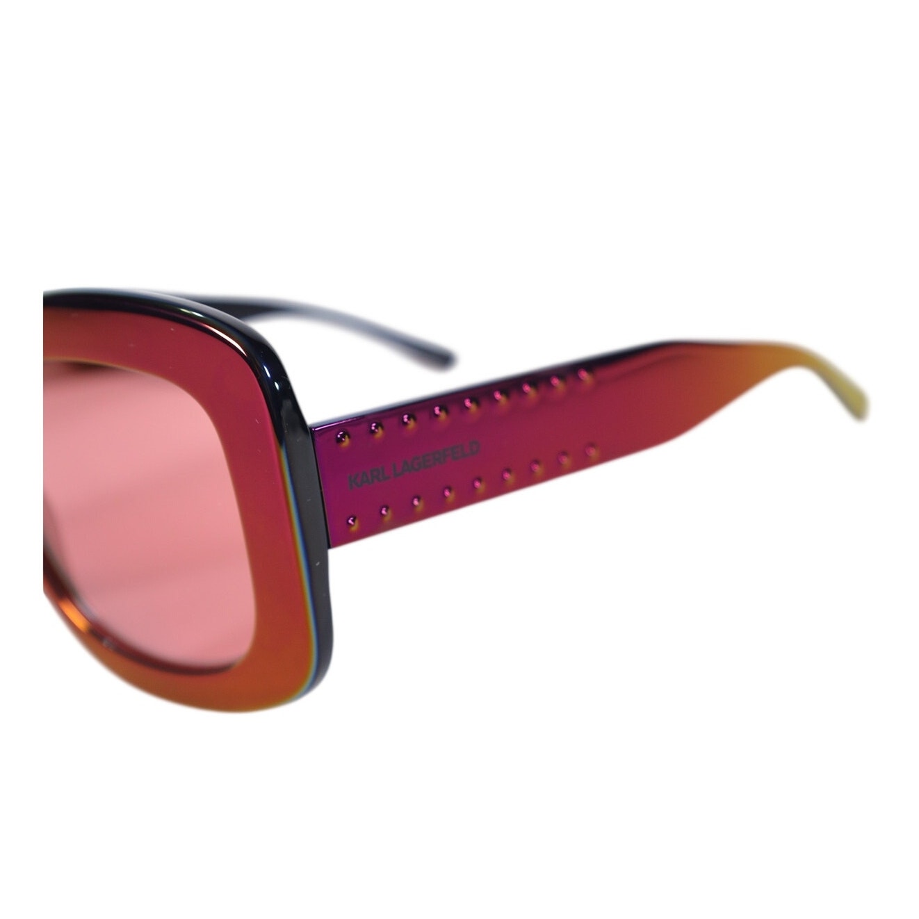 Karl Lagerfeld Oversized Square Sunglasses – Iridescent Wine Mirror