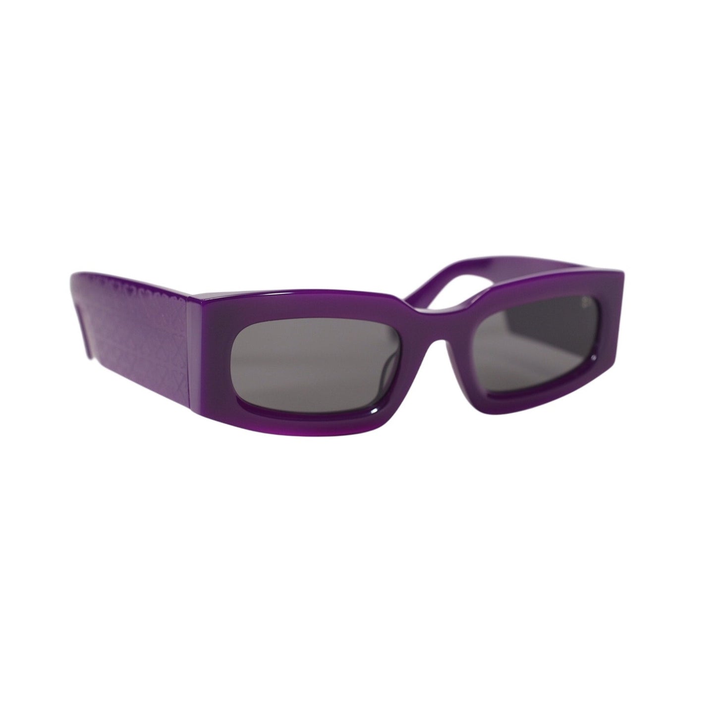Off-White CARY Narrow Rectangle Sunglasses – Shiny Purple / Dark Gray