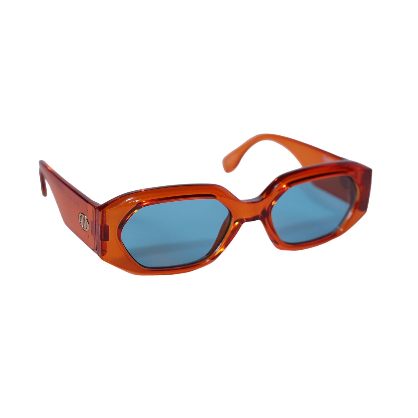 Le Specs Slaptrash Geometric Oval Sunglasses - Orange Soda / Aqua Blue