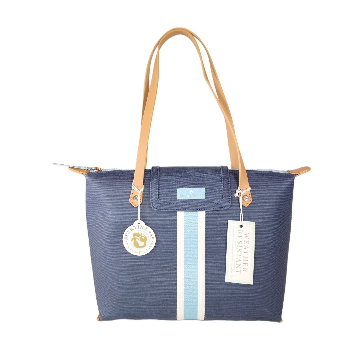 Spartina 449 Armada Zip Travel Tote Bag – Navy Blue Stripe