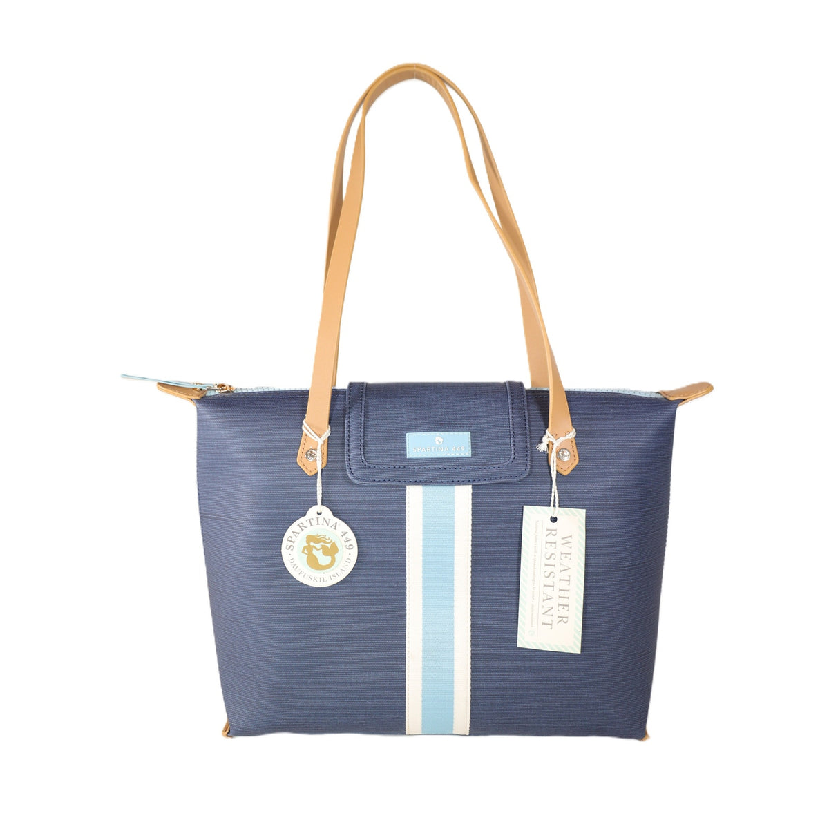 Spartina 449 Armada Zip Travel Tote Bag – Navy Blue Stripe