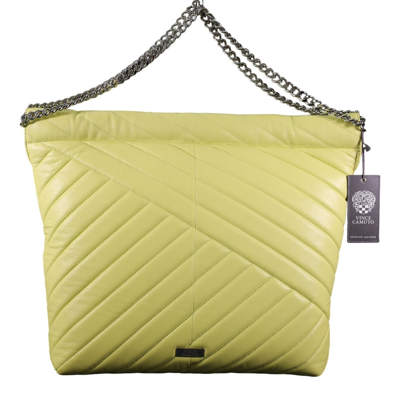 Vince Camuto Pehri Quilted Leather Shoulder Bag w/ Chain Strap-Celery Green