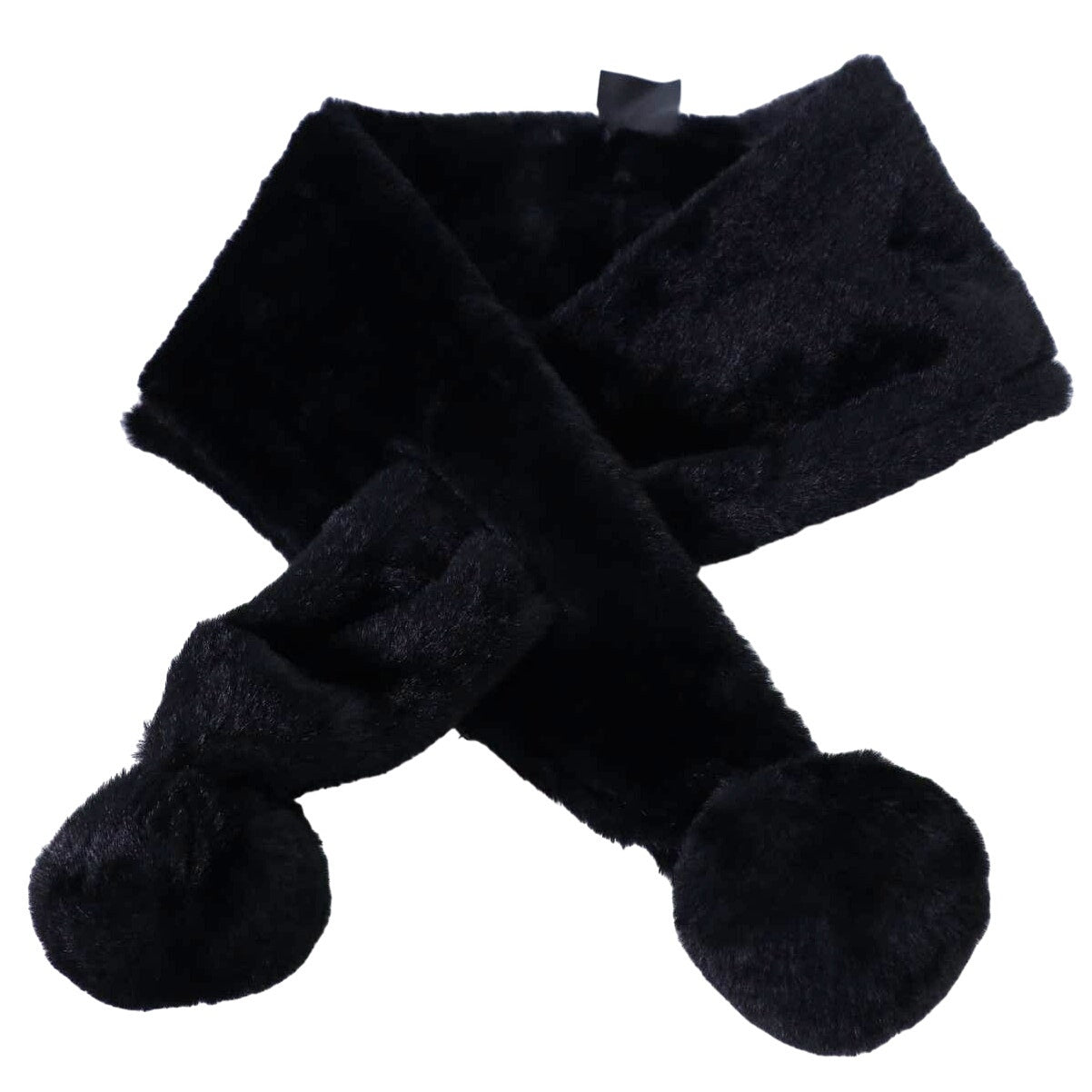 FUR By URF Australia (Unreal Fur) Pom Pom Winter Scarf - Black Faux Fur