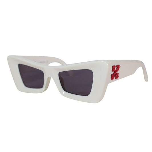 Off-White Narrow Geometric Rectangle Butterfly Sunglasses - White/Grey