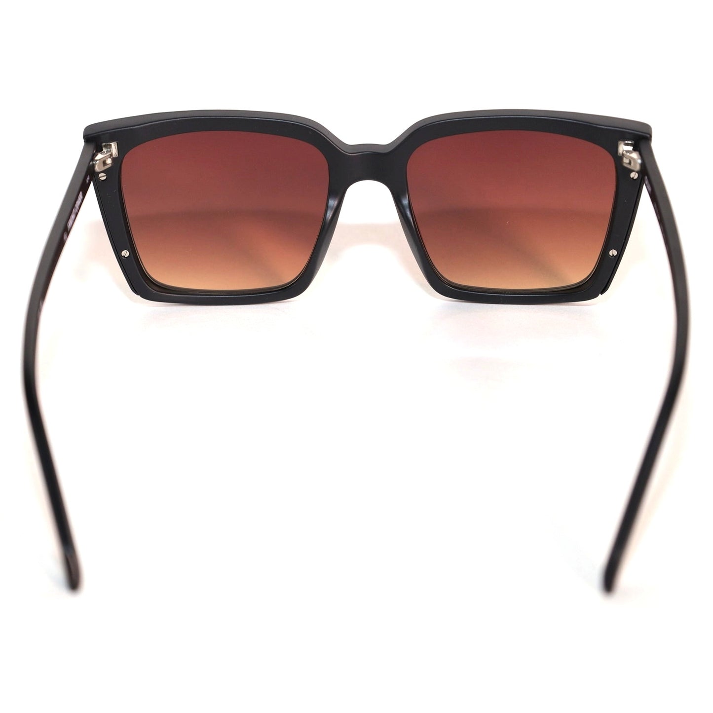 Quay Australia FRONT COVER Square Sunglasses - Matte Black / Brown Yellow